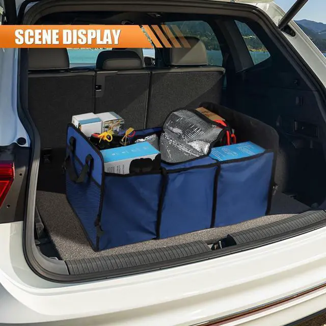 Alt view image 6 of 6 - Car Trunk Organizer, Oxford Fabric Waterproof & Anti-Slip Vehicle Storage Box with Leak Proof & Insulated Cooler Bag, Large Capacity Foldable Auto Storage Box for Car, SUV, Truck (Blue)