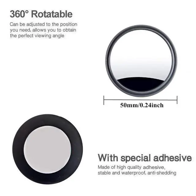 Alt view image 3 of 7 - 2 pcs Blind Spot Mirrors, 2" Round HD Glass Convex 360° Wide Angle Side Rear View Mirror with ABS Housing for Cars SUV and Trucks, Black, Pack of 2