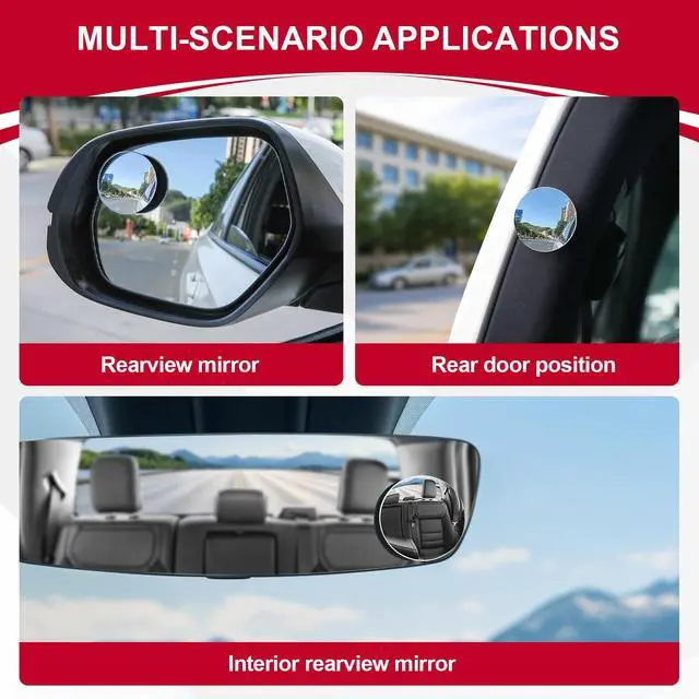 Alt view image 6 of 6 - Blind Spot Mirror, 2" Round HD Glass Frameless Convex Rear View Mirrors Exterior Accessories with Wide Angle Adjustable Stick for Car SUV and Trucks, Pack of 2