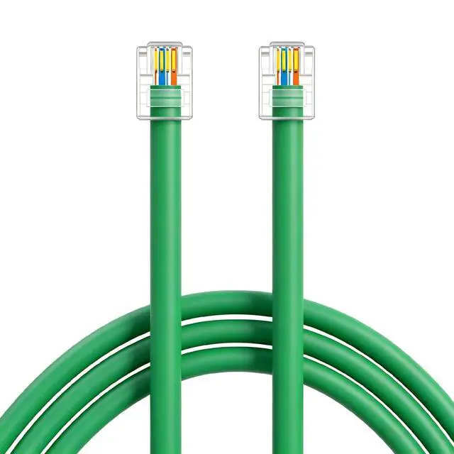 Alt view image 2 of 6 - CAT5E RJ11 Data Cable DSL Cable 6ft Heavy Duty High-Speed for DSL Modem UTP Compatible with ATT RJ11 6P4C Male to Male Green - 6 Feet