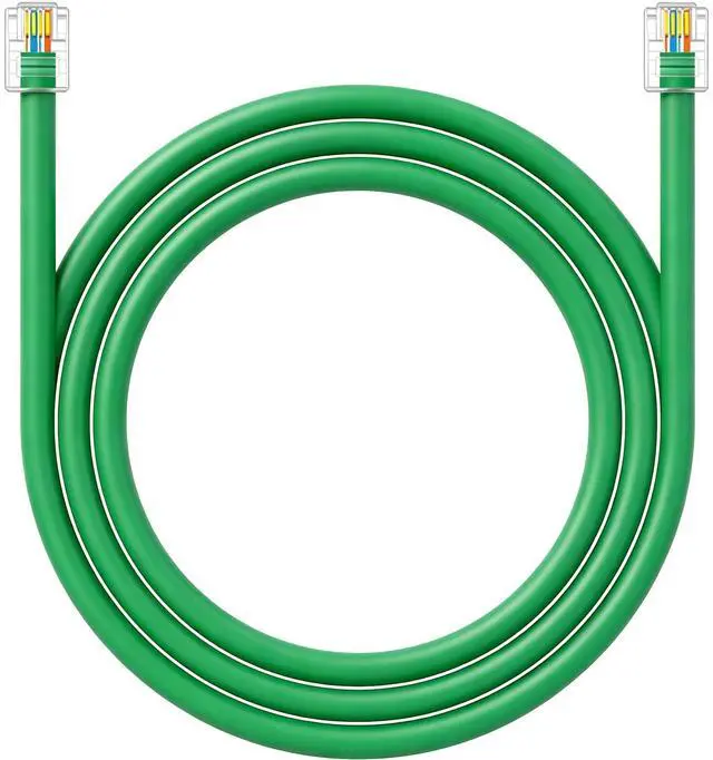 Main image of CAT5E RJ11 Data Cable DSL Cable 6ft Heavy Duty High-Speed for DSL Modem UTP Compatible with ATT RJ11 6P4C Male to Male Green - 6 Feet