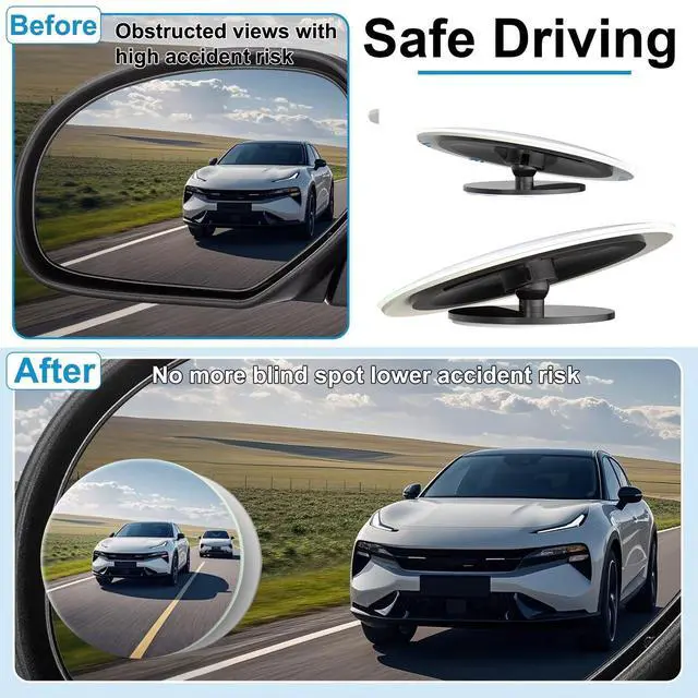 Alt view image 5 of 7 - Blind Spot Mirrors 2 Pack, Car Accessories Frameless Side Mirror Blindspot Convex HD Glass, Side View Mirror Blindspot with Wide Angle Adjustable Stick for Car SUV and Trucks