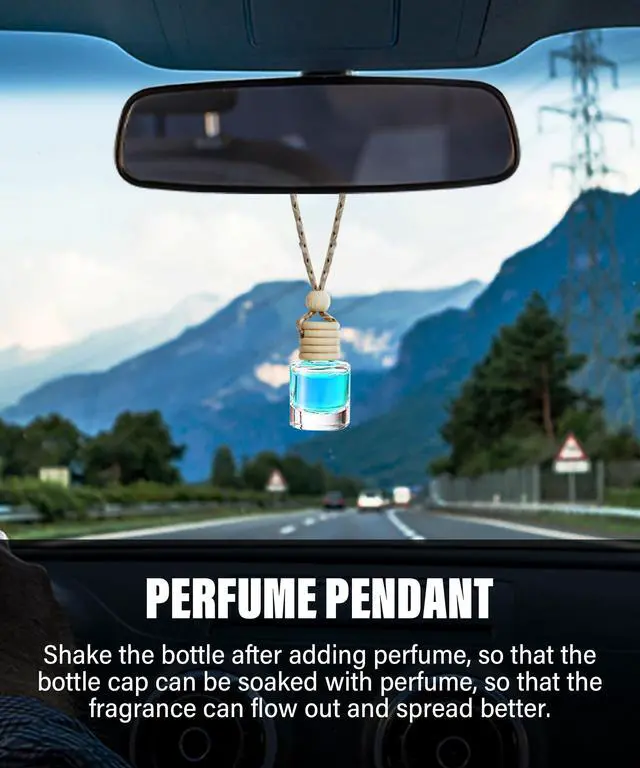 Alt view image 5 of 5 - ESEWALAS 5PCs Hanging Car Air Freshener, Empty Glass Perfume Bottlespendant Bottle, Air Freshener Pendant