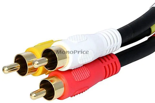 Alt view image 2 of 2 - Video Cable - 1.5 Feet - Black | Triple RCA Stereo Video Dubbing Composite Cable, Gold Plated Connectors