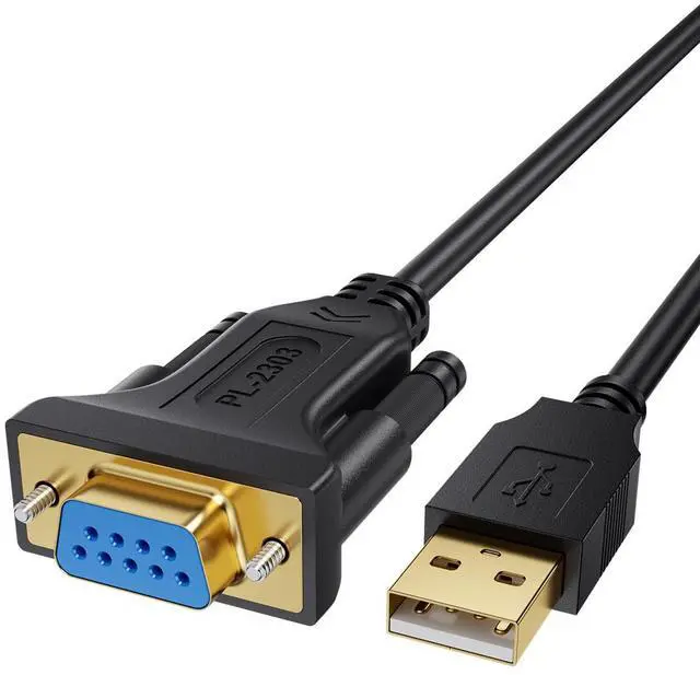 Main image of USB to RS232 Serial Adapter with PL2303 Chipset, 6.6 FT USB 2.0 to DB9 Female Converter Cable for Cashier Register, Modem, Scanner, Digital Cameras,CNC etc, Black