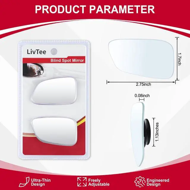 Alt view image 3 of 6 - Blind Spot Car Mirror, HD Glass Frameless Convex Side Mirror Blindspot, Wide Angle Rear View Mirrors for SUVs, Trucks and RVs - Car Accessories