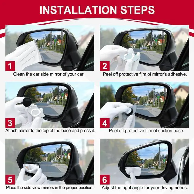 Alt view image 4 of 6 - Blind Spot Car Mirror, HD Glass Frameless Convex Side Mirror Blindspot, Wide Angle Rear View Mirrors for SUVs, Trucks and RVs - Car Accessories