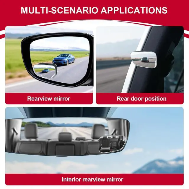 Alt view image 6 of 6 - Blind Spot Car Mirror, HD Glass Frameless Convex Side Mirror Blindspot, Wide Angle Rear View Mirrors for SUVs, Trucks and RVs - Car Accessories