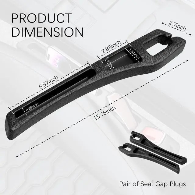 Alt view image 2 of 7 - 2PCS Car Seat Gap Filler Organizer,2 in 1 Car Gap Filler with Fill and Storage Function for Storing Phones Keys Cards,Universal Multifunctional No Drop Seat Guard for Cars