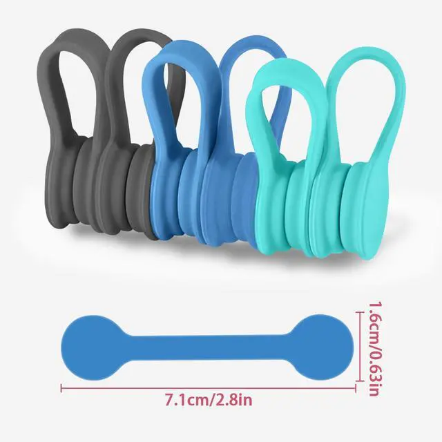 Alt view image 2 of 7 - 6 Packs Magnet Wire Winder Straps, Multi-Colored Noticeboard Fridge Clips Silicone Cable Organizer Reusable Tie Phone Earbuds Bookmark Whiteboard Fridge (Lake Blue, Blue, Gray)