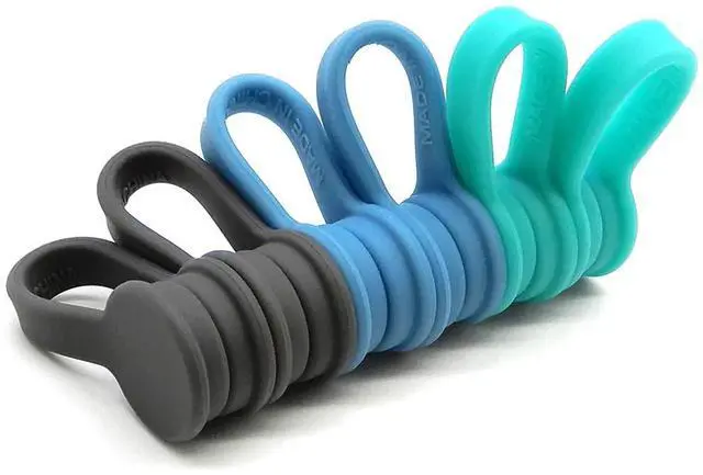 Main image of 6 Packs Magnet Wire Winder Straps, Multi-Colored Noticeboard Fridge Clips Silicone Cable Organizer Reusable Tie Phone Earbuds Bookmark Whiteboard Fridge (Lake Blue, Blue, Gray)