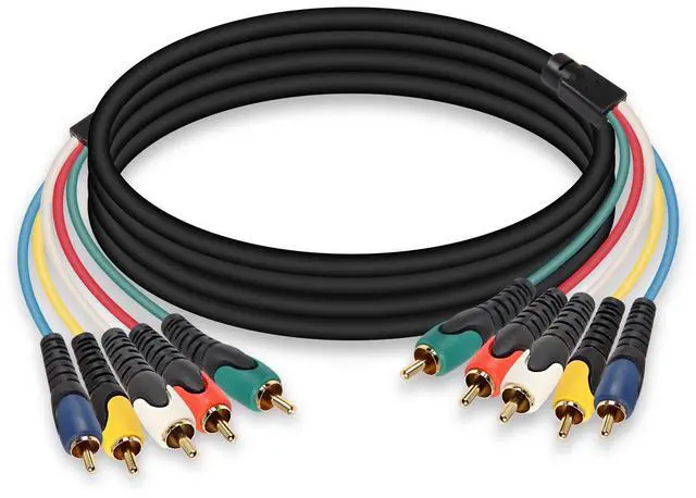 Main image of 5-RCA Male RGB Component Audio Video Cable,5-RCA Male to 5RCA Male Gold Plated Cable for DVD,TV/HDTV, VCR's, CD Players VCR, Camcorder, Projector1.5M