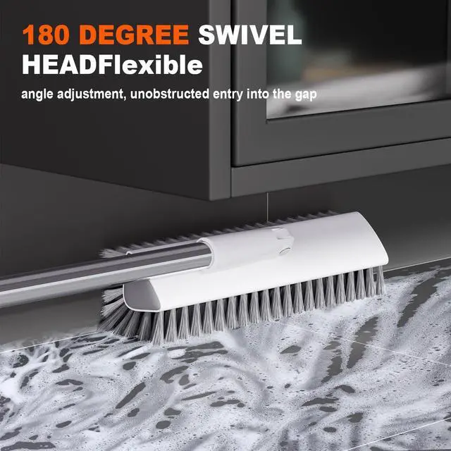 Alt view image 4 of 6 - Floor Scrub Brush with Long Handle, Heavy-Duty Tile and Shower Grout Brush Stiff, Professional Grout Cleaner for Bathroom, Kitchen, Floor, Tile Brush Concrete Surfaces