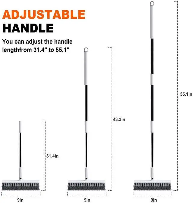 Alt view image 5 of 6 - Floor Scrub Brush with Long Handle, Heavy-Duty Tile and Shower Grout Brush Stiff, Professional Grout Cleaner for Bathroom, Kitchen, Floor, Tile Brush Concrete Surfaces
