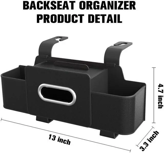 Alt view image 3 of 6 - 4 in 1 Multifunctional Back Seat Car Organizer, Hanging Storage Box with Cup Holder and Tissue Box for Phone, Drinks, Handbag - Universal for SUV, Truck, Van