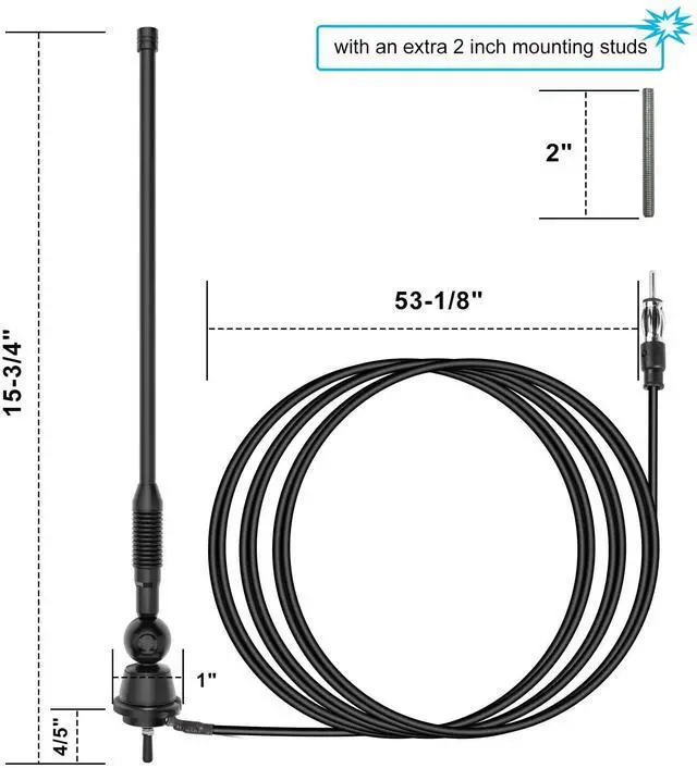 Alt view image 2 of 6 - Waterproof Marine Antenna AM FM Golf Cart ATV UTV RV Car Stereo, Boat Mast Flexible radio antenna for Truck Excavator Tractor RVR Yacht Pontoon