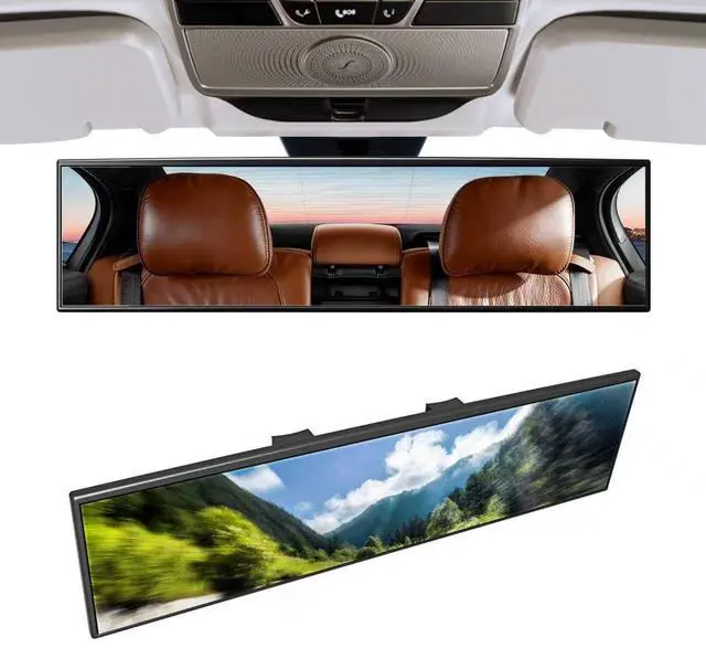 Main image of Broadway Panoramic Rear View Mirror Wide Angle Car Mirror Blind Spot Convex Rearview Mirror Essential Rear View Mirror Accessories for Cars SUV Trucks Vehicles (270mm-White)