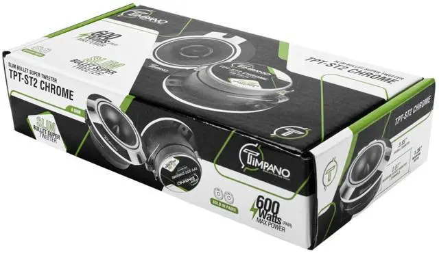 Alt view image 7 of 7 - TPT-ST2 Chrome Slim Super Tweeter, 600 Watts 4 Ohm, 105 dB, 1 in Voice Coil, 3.85 inch Pro Car Sound System Bullet Tweeters (Pair)