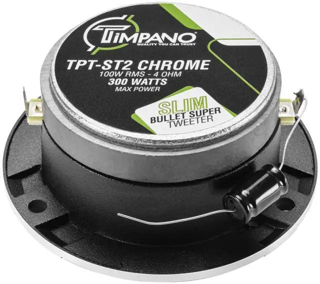 Alt view image 5 of 7 - TPT-ST2 Chrome Slim Super Tweeter, 600 Watts 4 Ohm, 105 dB, 1 in Voice Coil, 3.85 inch Pro Car Sound System Bullet Tweeters (Pair)
