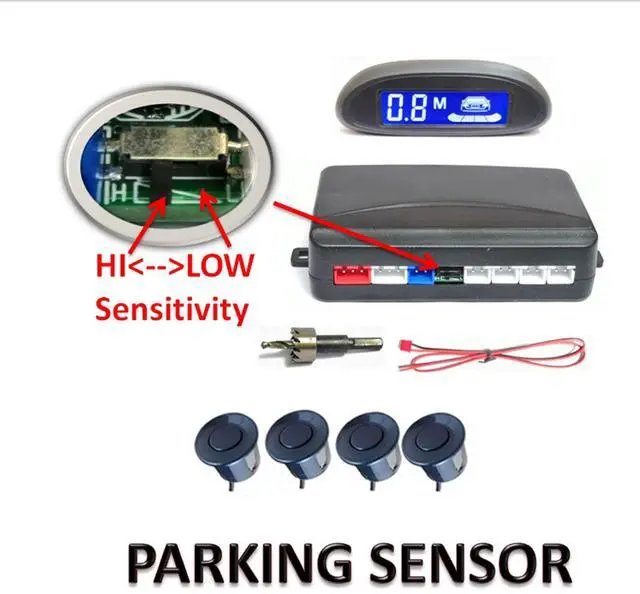 Alt view image 3 of 7 - Car Reverse Backup Parking Sensor Radar System, Car Auto Vehicle Reverse with 4 Parking Sensors kit Adjustable Sensitivity, LCD Display Reversing Radar Sound Alert