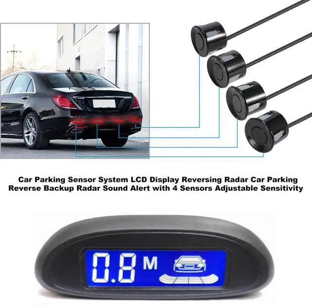 Alt view image 6 of 7 - Car Reverse Backup Parking Sensor Radar System, Car Auto Vehicle Reverse with 4 Parking Sensors kit Adjustable Sensitivity, LCD Display Reversing Radar Sound Alert