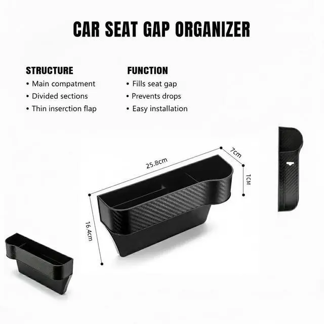 Alt view image 2 of 6 - Car Seat Gap Filler Organizer 2 Pack, Multifunctional Auto Console Side Storage Box with Cup Holders & Phone Holder, Premium PU Leather Car Front Seat Organizer for Drinks, Sunglasses, Keys