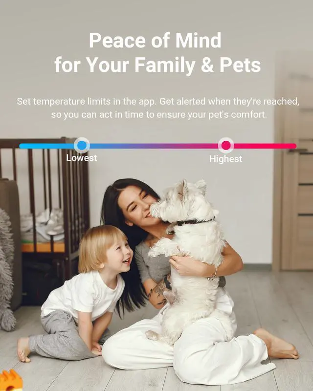 Alt view image 3 of 7 - Smart WiFi Temperature Humidity Monitor with App Alerts, High Accuracy Indoor Hygrometer Thermometer for Home, Pet, Greenhouse | Remote Monitoring, No Hub Required, Compatible with Alexa (1-Pack)