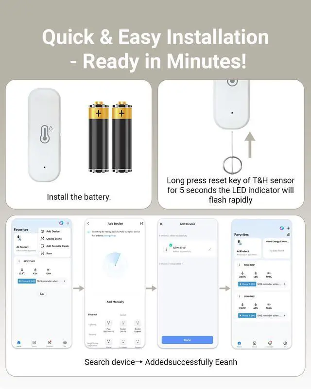 Alt view image 7 of 7 - Smart WiFi Temperature Humidity Monitor with App Alerts, High Accuracy Indoor Hygrometer Thermometer for Home, Pet, Greenhouse | Remote Monitoring, No Hub Required, Compatible with Alexa (1-Pack)