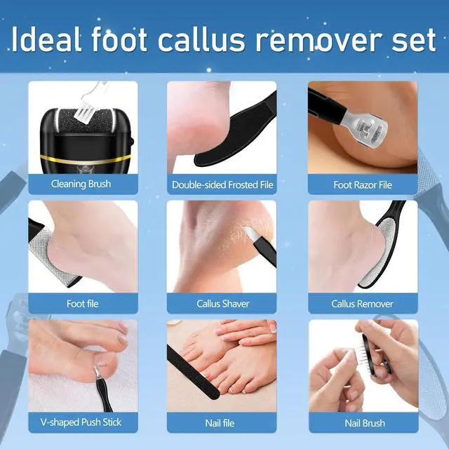 Alt view image 5 of 7 - Electric Foot Callus Remover Electric Callus Remover for Feet Waterproof with 3 Rollers 2 Speed Battery Display,17 in1 Rechargeable Foot File Pedicure Kits for Dead Hard Cracked Dry Skin