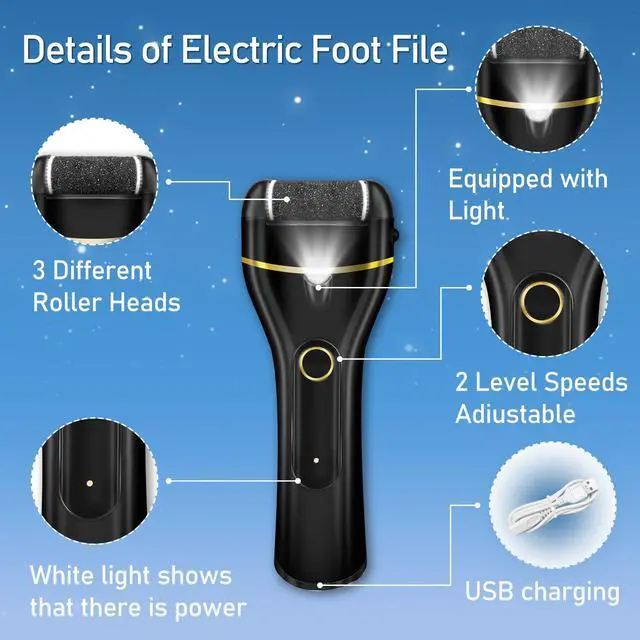 Alt view image 6 of 7 - Electric Foot Callus Remover Electric Callus Remover for Feet Waterproof with 3 Rollers 2 Speed Battery Display,17 in1 Rechargeable Foot File Pedicure Kits for Dead Hard Cracked Dry Skin