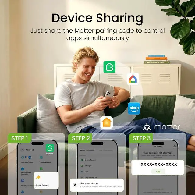 Alt view image 5 of 7 - Plug Matter 15A, WiFi Smart Plugs Compatible with Alexa, Apple Home, Siri, Google, SmartThings, Smart Outlet Timer with APP Remote Control, 2.4GHz Wi-Fi Only, ETL FCC Listed