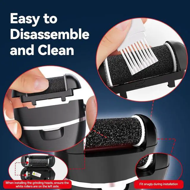 Alt view image 5 of 7 - Electric Callus Remover for Feet with 3 Roller Heads 2 Speed Rechargeable Waterproof Professional Pedicure Kit 17 in 1 Foot File Tools Perfect for Dead Hard Cracked Dry Skin