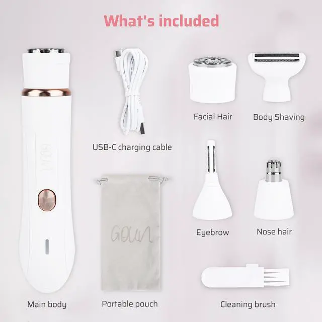 Alt view image 2 of 6 - 4-in-1 Facial Hair Removal for Women, Electric Painless Shaver, USB Rechargeable, Lip Chin Cheek Trimmer