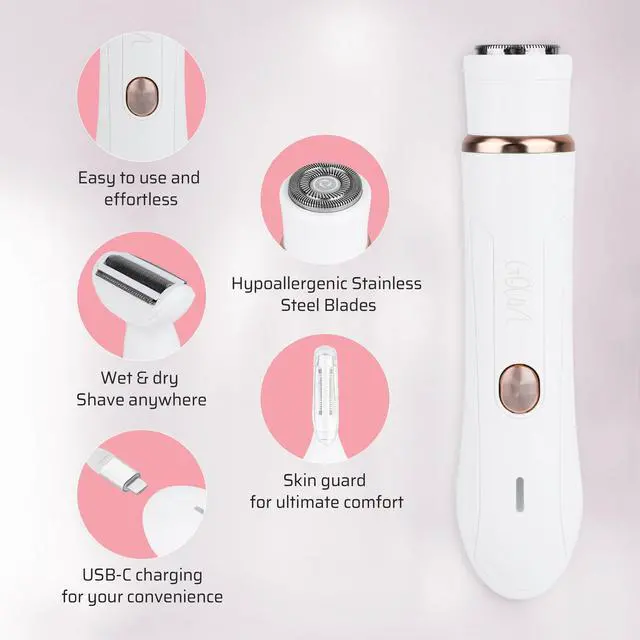 Alt view image 3 of 6 - 4-in-1 Facial Hair Removal for Women, Electric Painless Shaver, USB Rechargeable, Lip Chin Cheek Trimmer