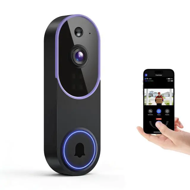 Main image of Smart 1080p Video Doorbell Camera with Night Vision, Live View, AI Human Detection, 2-Way Audio, Cloud Storage (Sold Separately), 2.4G WiFi, Hidden Security