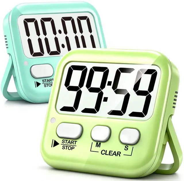 Main image of 2 Pack Digital Timer for Kids, Magnetic Countdown Kitchen Timers for Cooking, Egg, Classroom, Teacher, Exercise, Study, Oven - Battery Included