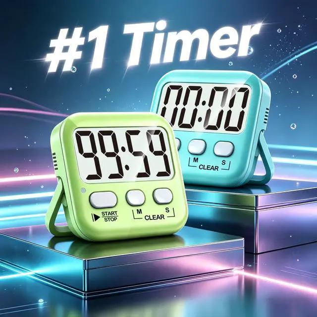 Alt view image 2 of 7 - 2 Pack Digital Timer for Kids, Magnetic Countdown Kitchen Timers for Cooking, Egg, Classroom, Teacher, Exercise, Study, Oven - Battery Included
