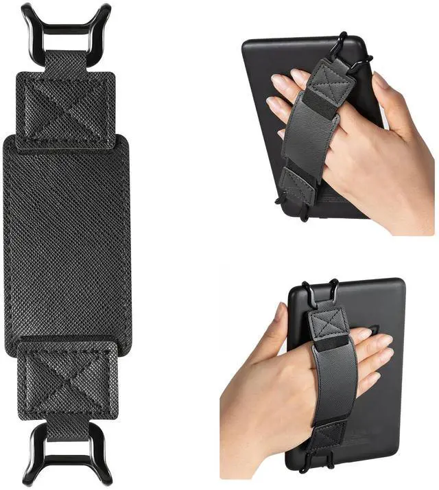 Main image of Secure Hand Strap for Ebook Reader - Versatile and Lightweight Finger Grip Holder for 6-7.5" E-Book Tablet - High Elasticity, Black Crosshair