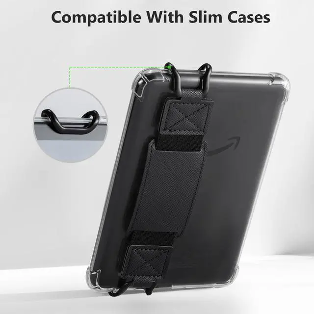 Alt view image 4 of 7 - Secure Hand Strap for Ebook Reader - Versatile and Lightweight Finger Grip Holder for 6-7.5" E-Book Tablet - High Elasticity, Black Crosshair