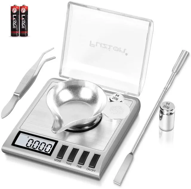 Main image of Milligram Scale, 50g/0.001g Digital Milligram Scale with Calibration Weights, Jewelry and Gem Scale, Mg Scale for Powder, Reloading, Includes Scoop, Powder Pan and Tweezers