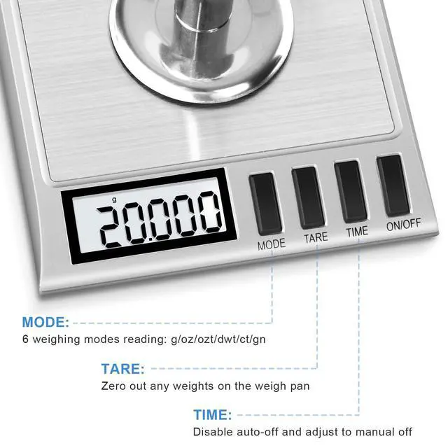 Alt view image 6 of 7 - Milligram Scale, 50g/0.001g Digital Milligram Scale with Calibration Weights, Jewelry and Gem Scale, Mg Scale for Powder, Reloading, Includes Scoop, Powder Pan and Tweezers