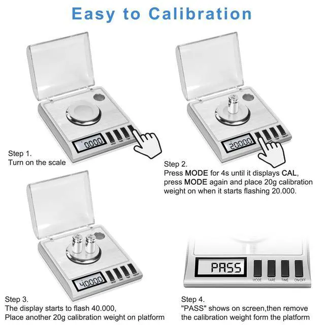 Alt view image 7 of 7 - Milligram Scale, 50g/0.001g Digital Milligram Scale with Calibration Weights, Jewelry and Gem Scale, Mg Scale for Powder, Reloading, Includes Scoop, Powder Pan and Tweezers