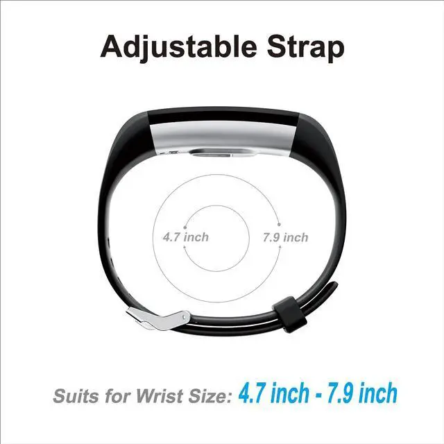 Alt view image 4 of 7 - Wrist Bands Replacement for S5 Fitness Tracker (for All Brands) Replacement Band (NOT A WATCH) Slim Fitness Tracker Band Activity Tracker 5 Color Adjustable Wristband Blue Grey Pink Purple(Black)