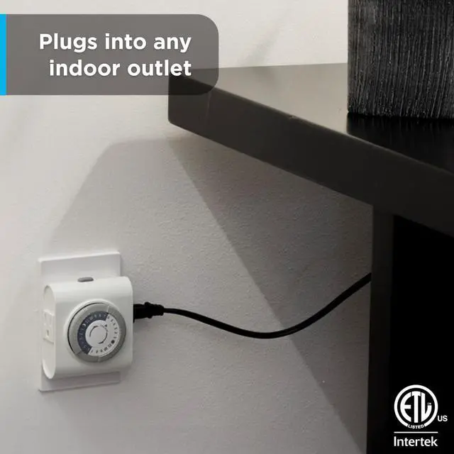 Alt view image 5 of 6 - 24Hour Mechanical Outlet Timer Switch, Dual Grounded Plugin Control for Indoor Lighting, Lamps, Christmas Trees, Fans and Small Appliances (2 Pack), 46211