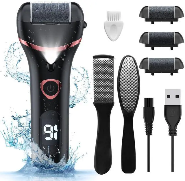 Main image of Electric Foot Callus Remover, Rechargeable Portable Electronic Foot File Pedicure Kits, Waterproof Foot Scrubber File, Professional Pedicure Tools, Foot Care for Dead Skin Ideal Gift, 3 Rollers