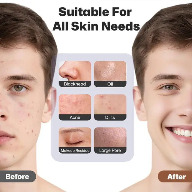Alt view image 5 of 7 - Facial Cleansing Brush, Rechargeable Silicone Face Scrubber with Heat Massage End, Vibrating Exfoliator Scrubber for Deep Cleaning, Waterproof Face Brush for Women and Men (Black)