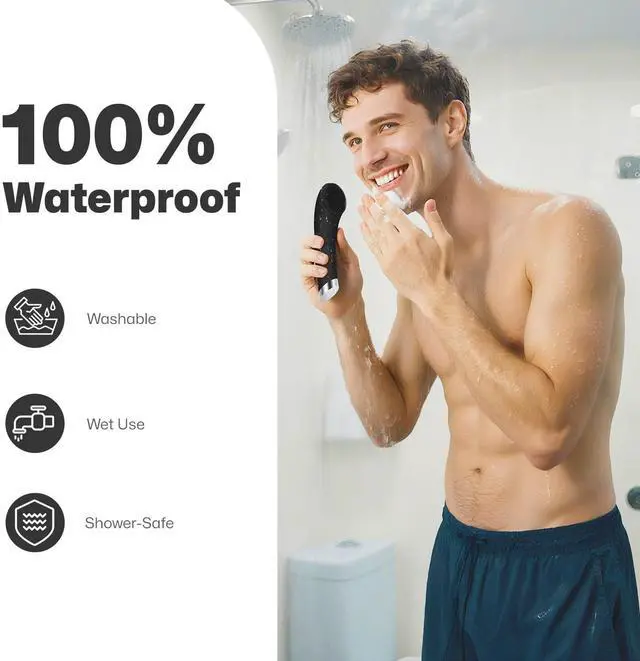 Alt view image 7 of 7 - Facial Cleansing Brush, Rechargeable Silicone Face Scrubber with Heat Massage End, Vibrating Exfoliator Scrubber for Deep Cleaning, Waterproof Face Brush for Women and Men (Black)