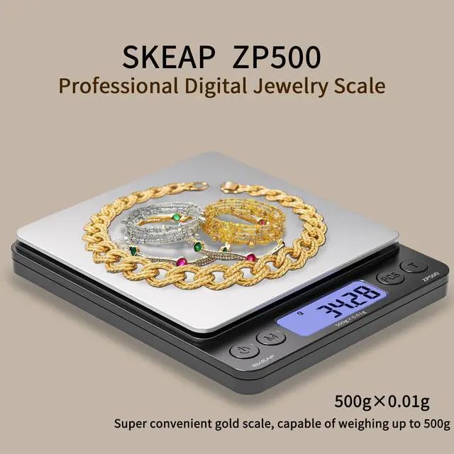 Alt view image 2 of 7 - Digital Jewelry Scale 500g x 0.01g Precision Gold Scale for Jewelers & Collectors, Digital Coin Scale with Backlit LCD, Tare Function Ideal for Gemstones, Bullion & Coins.