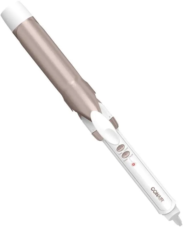 Main image of Double Ceramic 1 ¼-Inch Curling Iron, 1 ¼-Inch Barrel Creates Loose Curls, Hair Curler for Use on Medium & Long Hair, White/Rose Gold