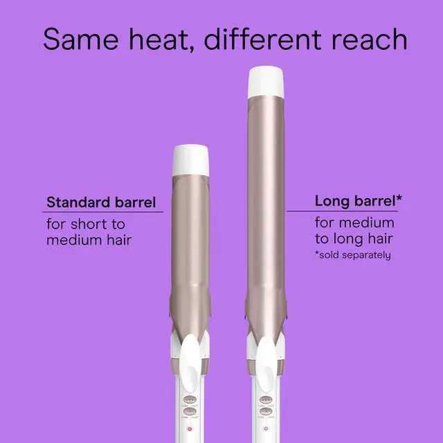 Alt view image 3 of 7 - Double Ceramic 1 ¼-Inch Curling Iron, 1 ¼-Inch Barrel Creates Loose Curls, Hair Curler for Use on Medium & Long Hair, White/Rose Gold